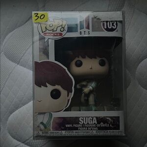 Funko Pop! BTS Suga Figure with Brown Hair and Green Outfit